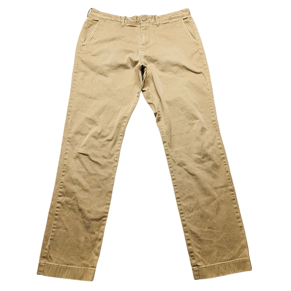 J.Crew 770 Chino Pants Men's 33x32 Tan Flat Front Stretch Straight Fit Outdoor